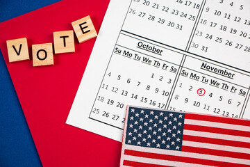 Election day in the USA, reminder on calendar. Voting concept.