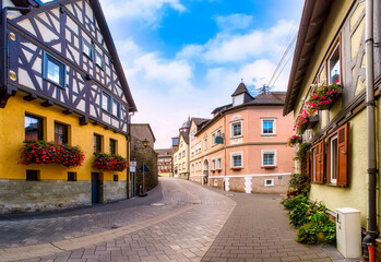 Historic city Runkel at the Lahn river in Hessen, Germany