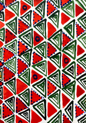 Abstract geometric pattern. Watercolor illustration with hand drawn geometry shapes.