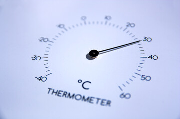 Analog thermometer that measures the ambient temperature in Celsius