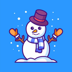 Happy snowman cartoon vector illustration