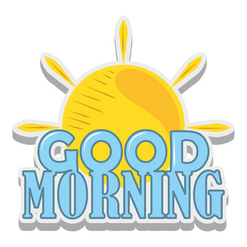 Good Morning Sun Sticker Cartoon Design