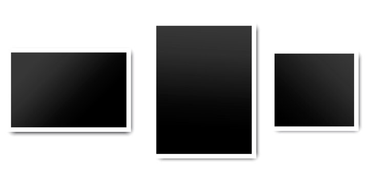 Three photo frames. Collage of blank shots. Photos for the album. Vector image. Stock photo.