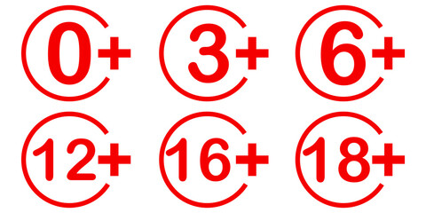 Age limitation. Twelve years old. Only allowed for a certain age. Second illustration. Stock image.