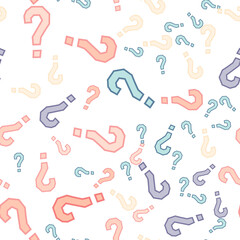 Quiz seamless pattern. Question marks, doubt, faq