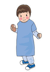 パンを持って立っている男の子