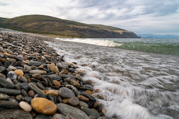 Surf on the shore of Lake Baikal