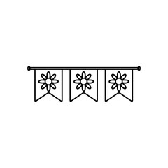 decorative pennants with flowers design, line style