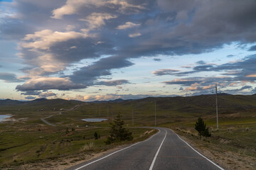The road to Lake Baikal in the Tazheran steppes