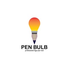 Pencil with light bulb lamp. Creative Idea logo design. Vector illustration