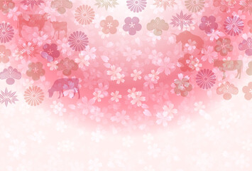 丑　年賀状　干支　背景