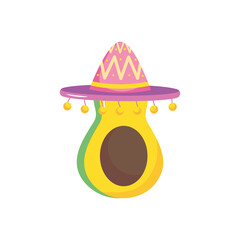 mexican hat and avocado, flat style