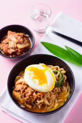 Korean food, kimchi spicy noodles soup