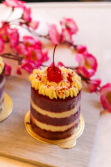 red velvet cake with cherry