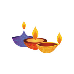 icon of diwali diyas, flat style