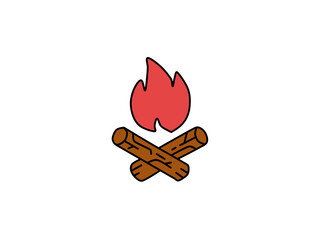 Camp fire icon. Flat illustration of fire  icon for web design