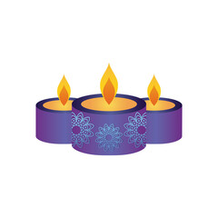 diwali purple candles icon, flat style