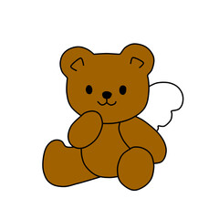 teddy bear with pink wings on white background