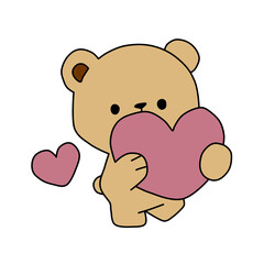 Fototapeta na wymiar Teddy bear with big heart