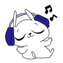 cute ,doodle monster listening music with headphone  eps.10