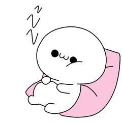 Children's illustration of a little sleeping girl on a pillow