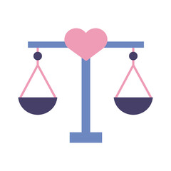 balance measure with heart love symbol flat style icon