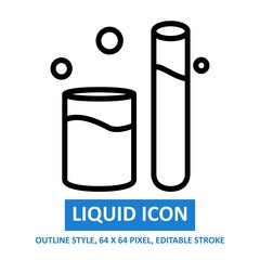 Liquid Glass Illustration Vector Icon Outline style. Editable Stroke. Base 64 x 64 Pixels. Expanded. Perfect Use for Awareness in Banner, Flyer, Presentation, etc.