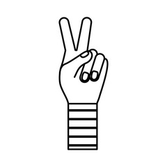 hands with peace and love symbol line style icon