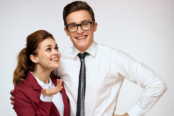 Business men and women work colleagues office team light background