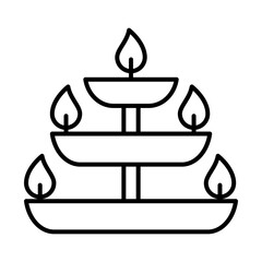 diwali burning candles icon, line style