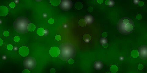 Dark Green, Yellow vector template with circles, stars. Glitter abstract illustration with colorful drops, stars. Design for your commercials.