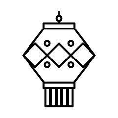 diwali lantern icon, line style