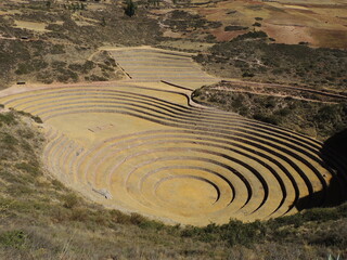 Fototapeta na wymiar Panoramic of the archaeological complex of Moray.