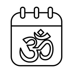 calendar with ohm symbol icon, line style