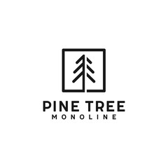 Naklejka premium Pine Tree Monoline Logo design