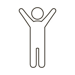 man avatar figure with hands up line style icon