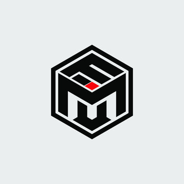 Hexagone Logo initial F, M, I design vector 