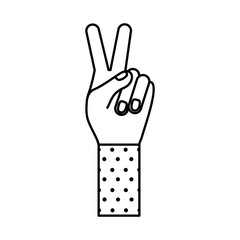 hands with peace and love symbol line style icon