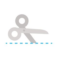 scissors with dotted line, flat style