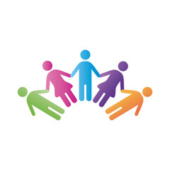 group of community figures around degradient style icon