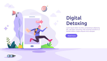 Digital detox lifestyle concept illustration template for web landing page, banner, presentation, social, poster, ad, promotion or print media.