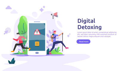 Digital detox lifestyle concept illustration template for web landing page, banner, presentation, social, poster, ad, promotion or print media.