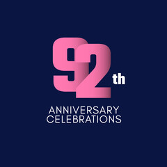 92 th Anniversary Celebration Vector Template Design Illustration