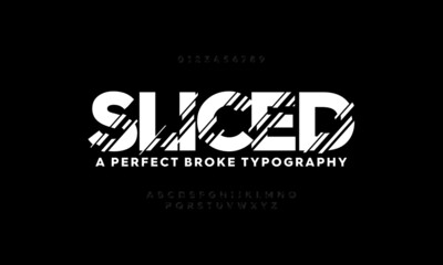 Typography alphabet fonts set. Sliced stylish typeface. Vector illustration font a to z.