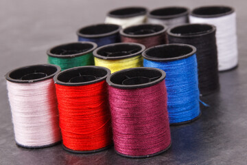 Spools of thread using for embroidery and sewing