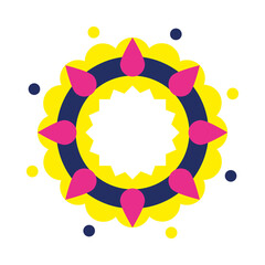 rangoli diwali diya icon, flat style