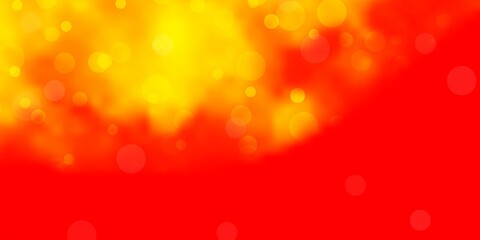 Light Red, Yellow vector backdrop with dots. Glitter abstract illustration with colorful drops. Design for your commercials.