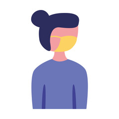 woman wearing medical mask character