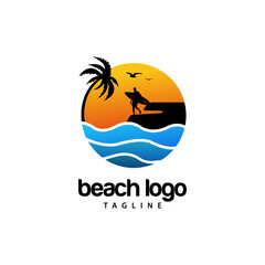 Beach logo design Vector