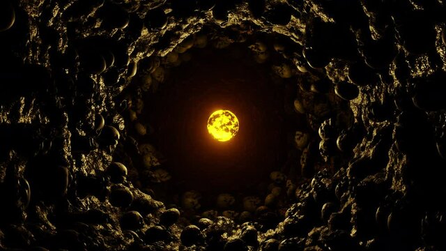 Underground Skull Cave is motion footage for adventure films and cinematic in mystery hidden. Also good background for scene and titles, logos.